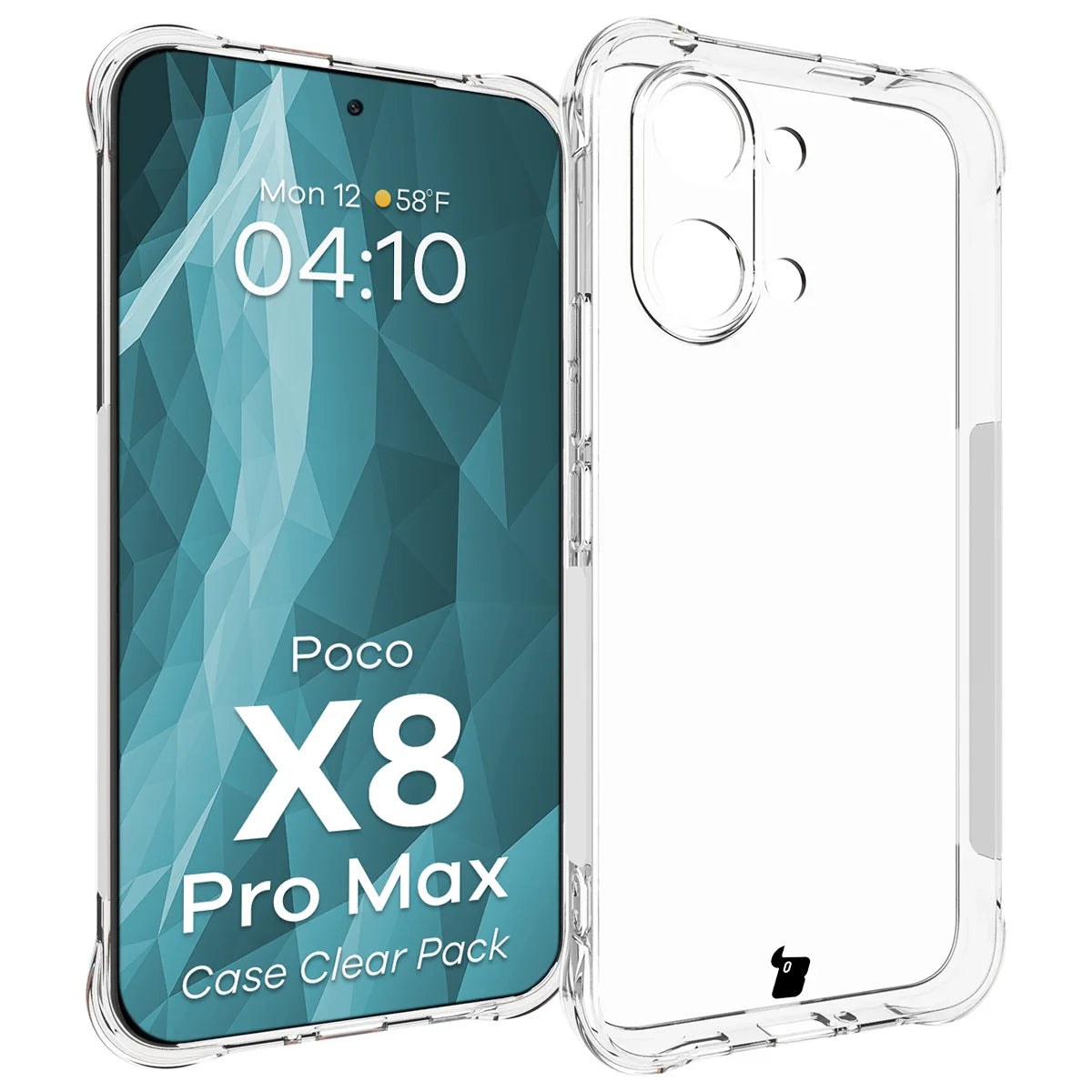 Schutzhülle + 2x gehärtetes Glas für Xiaomi POCO X8 Pro Max, Bizon Case Clear Pack, Transparent