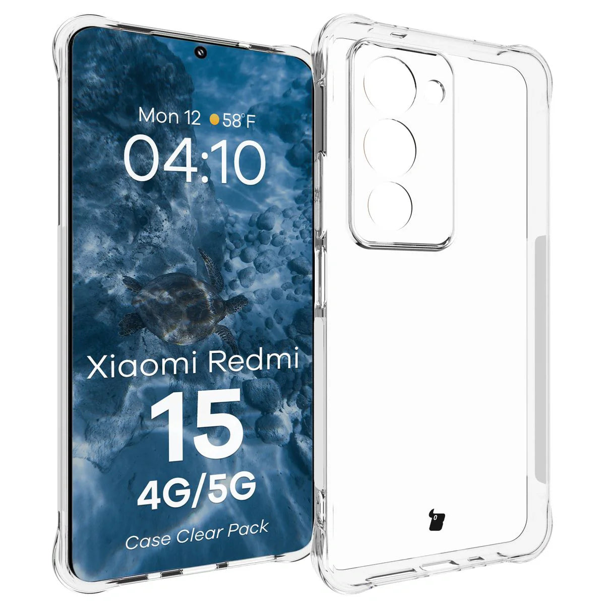 Schutzhülle + 2x gehärtetes Glas für Xiaomi Redmi 15 4G / 5G, Bizon Case Clear Pack, Transparent
