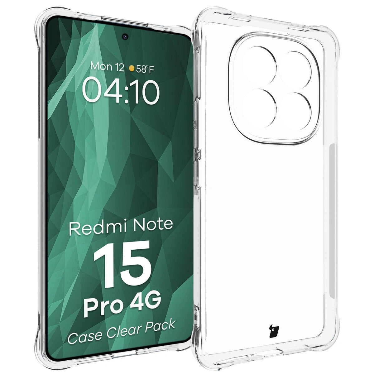 Handyhülle + 2x Folie für Xiaomi Redmi Note 15 Pro 4G, Bizon Case Clear Pack, Transparent