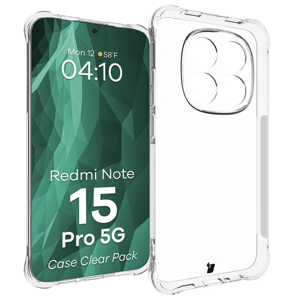 Handyhülle + 2x Folie für Xiaomi Redmi Note 15 Pro 5G, Bizon Case Clear Pack, Transparent