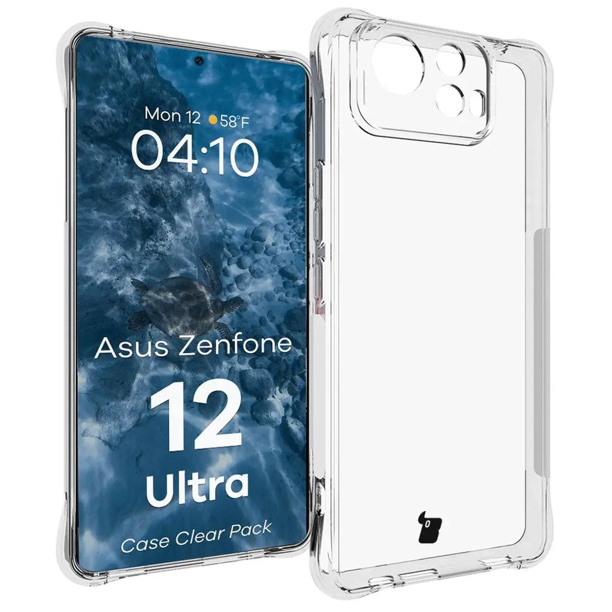 Schutzhülle + 2x gehärtetes Glas für Asus Zenfone 12 Ultra, Bizon Case Clear Pack, Transparent