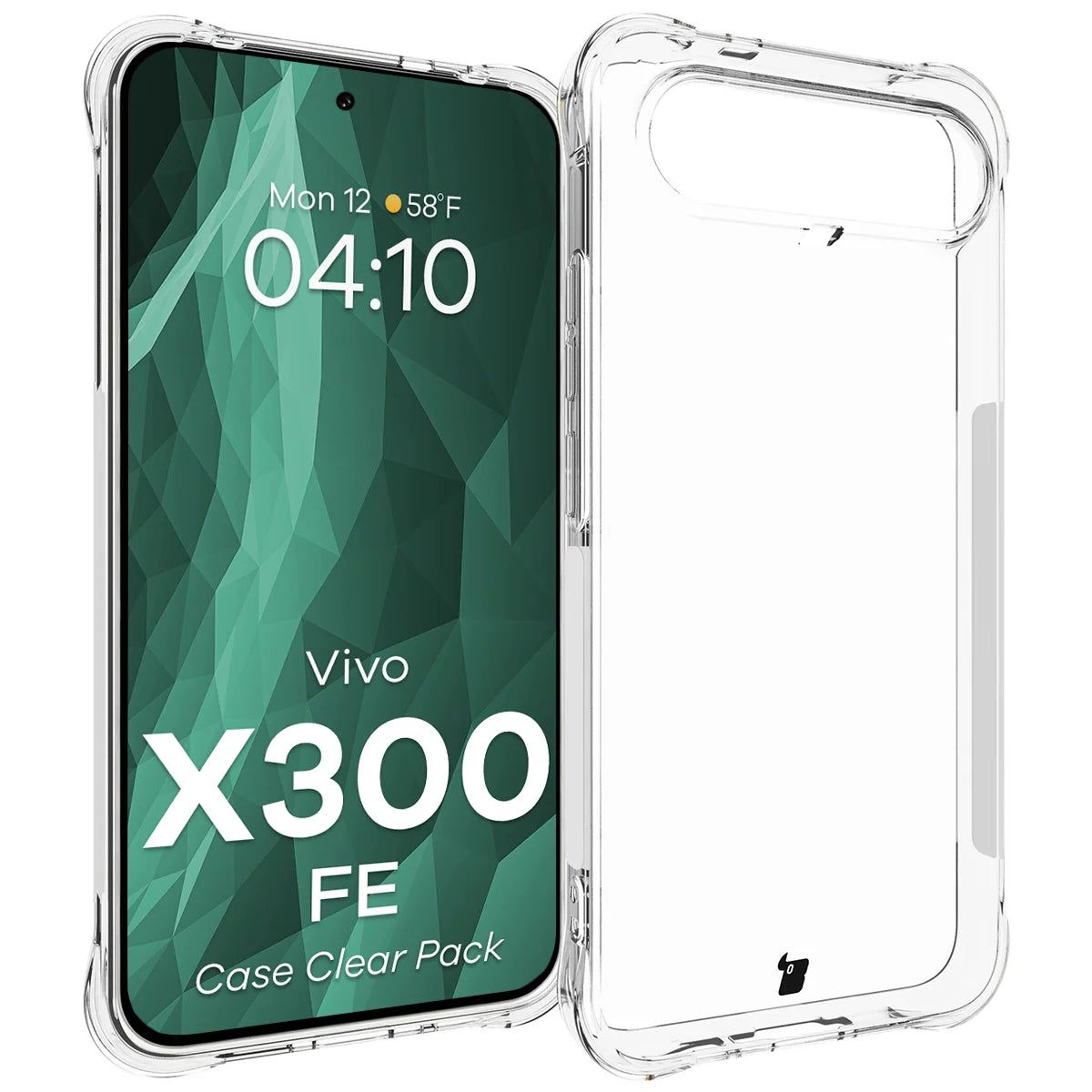 Handyhülle + 2x Folie für Vivo X300 FE, Bizon Case Clear Pack, Transparent