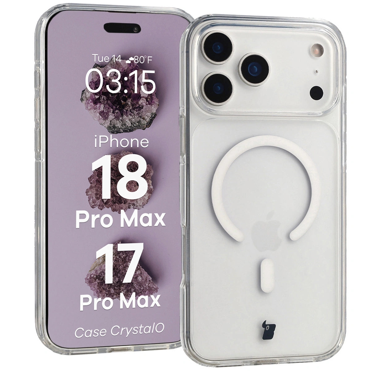 Handyhülle mit Magnetring für iPhone 18 Pro Max / 17 Pro Max, Bizon Case CrystalO, Transparent (1/7)