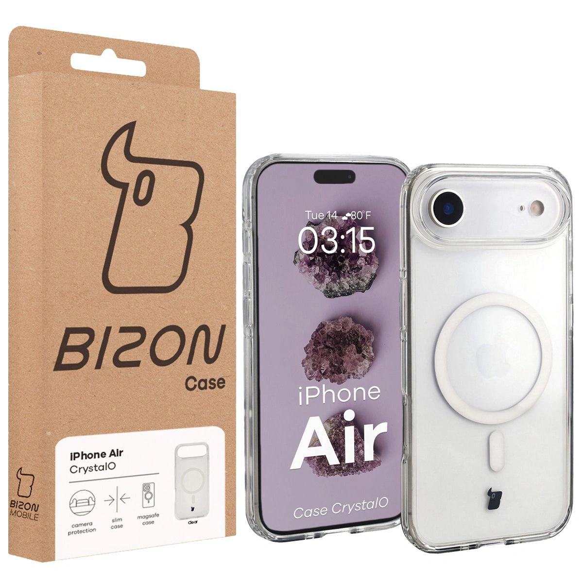 Handyhülle mit Magnetring für iPhone Air, Bizon Case CrystalO, Transparent