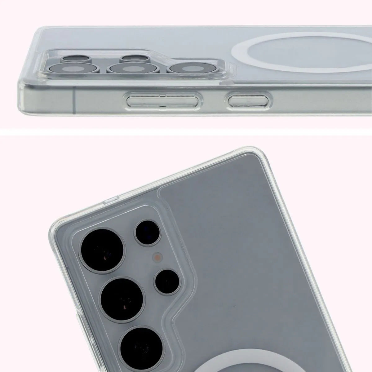 Handyhülle mit Magnetring für Galaxy S25 Ultra, Bizon Case CrystalO, Transparent