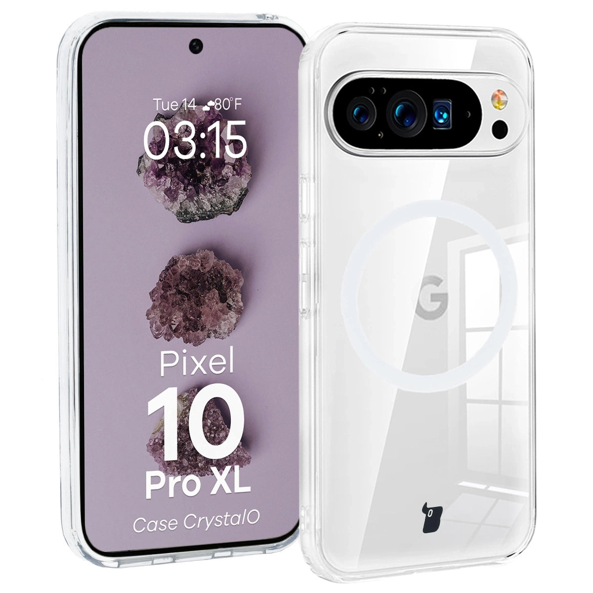 Handyhülle mit Magnetring für Google Pixel 10 Pro XL, Bizon Case CrystalO, Transparent