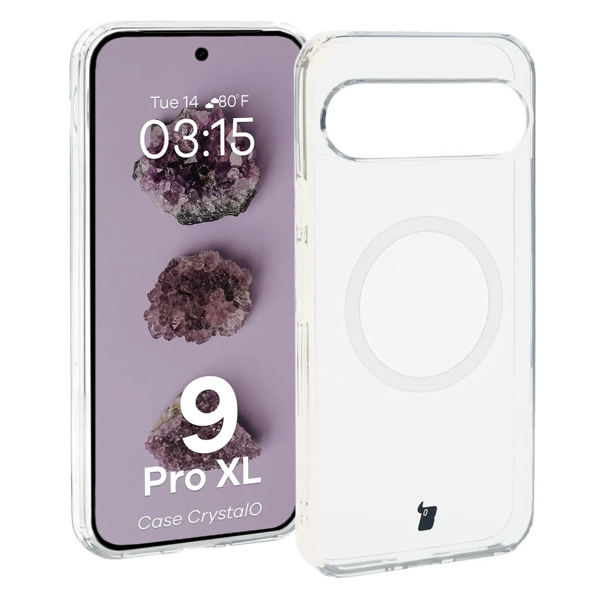 Handyhülle mit Magnetring für Google Pixel 9 Pro XL, Bizon Case CrystalO, Transparent
