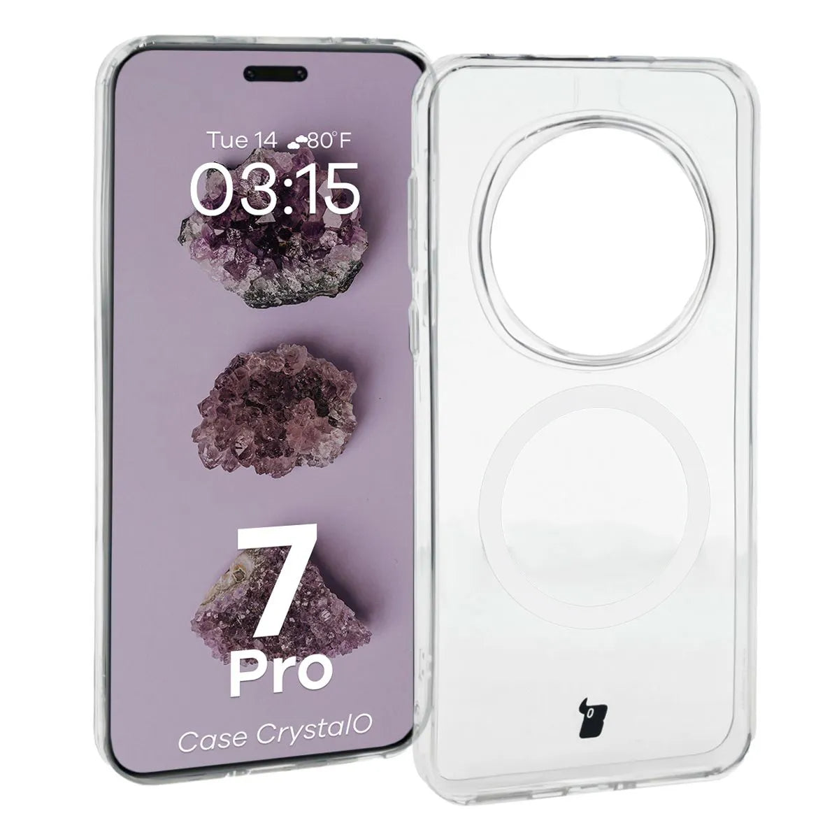 Handyhülle mit Magnetring für Honor Magic7 Pro, Bizon Case CrystalO, Transparent