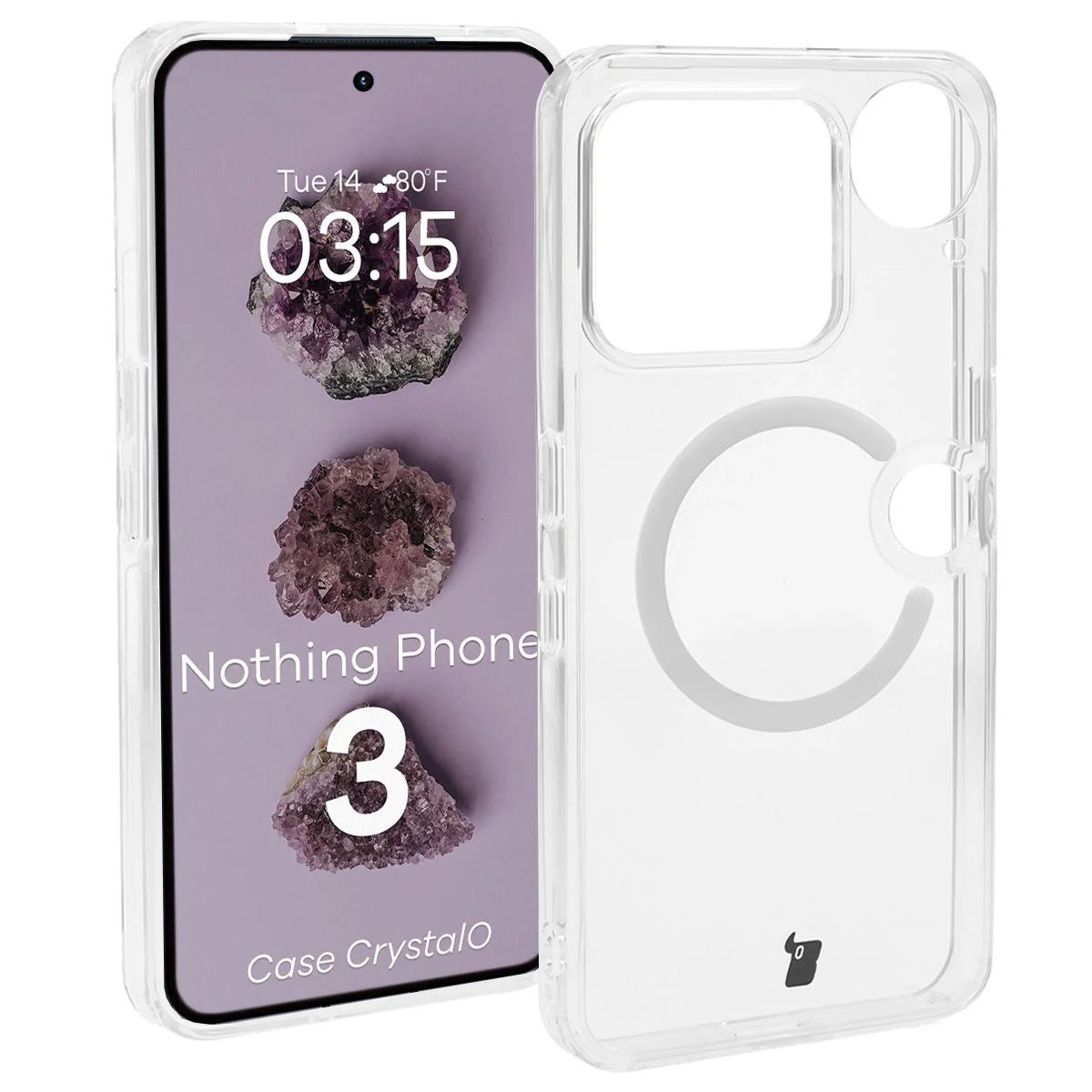 Handyhülle mit Magnetring für Nothing Phone (3), Bizon Case CrystalO, Transparent