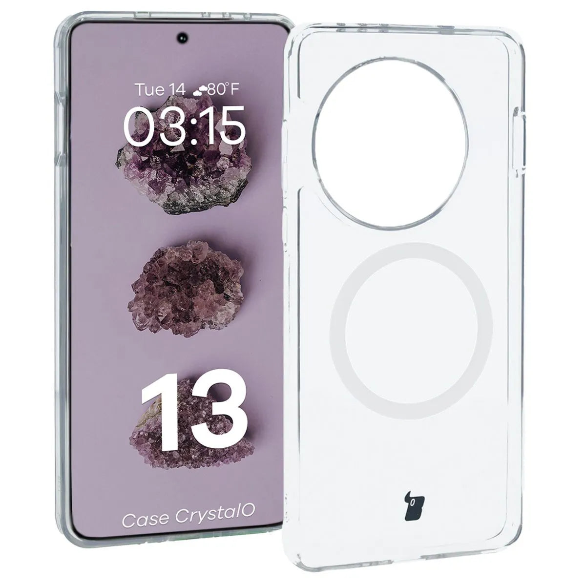 Handyhülle mit Magnetring für OnePlus 13, Bizon Case CrystalO, Transparent