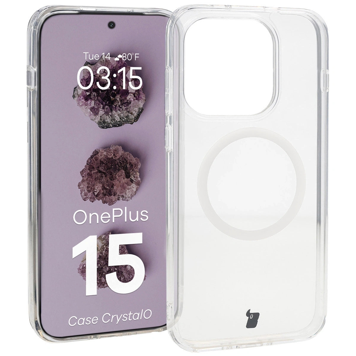 Handyhülle mit Magnetring für OnePlus 15, Bizon Case CrystalO, Transparent