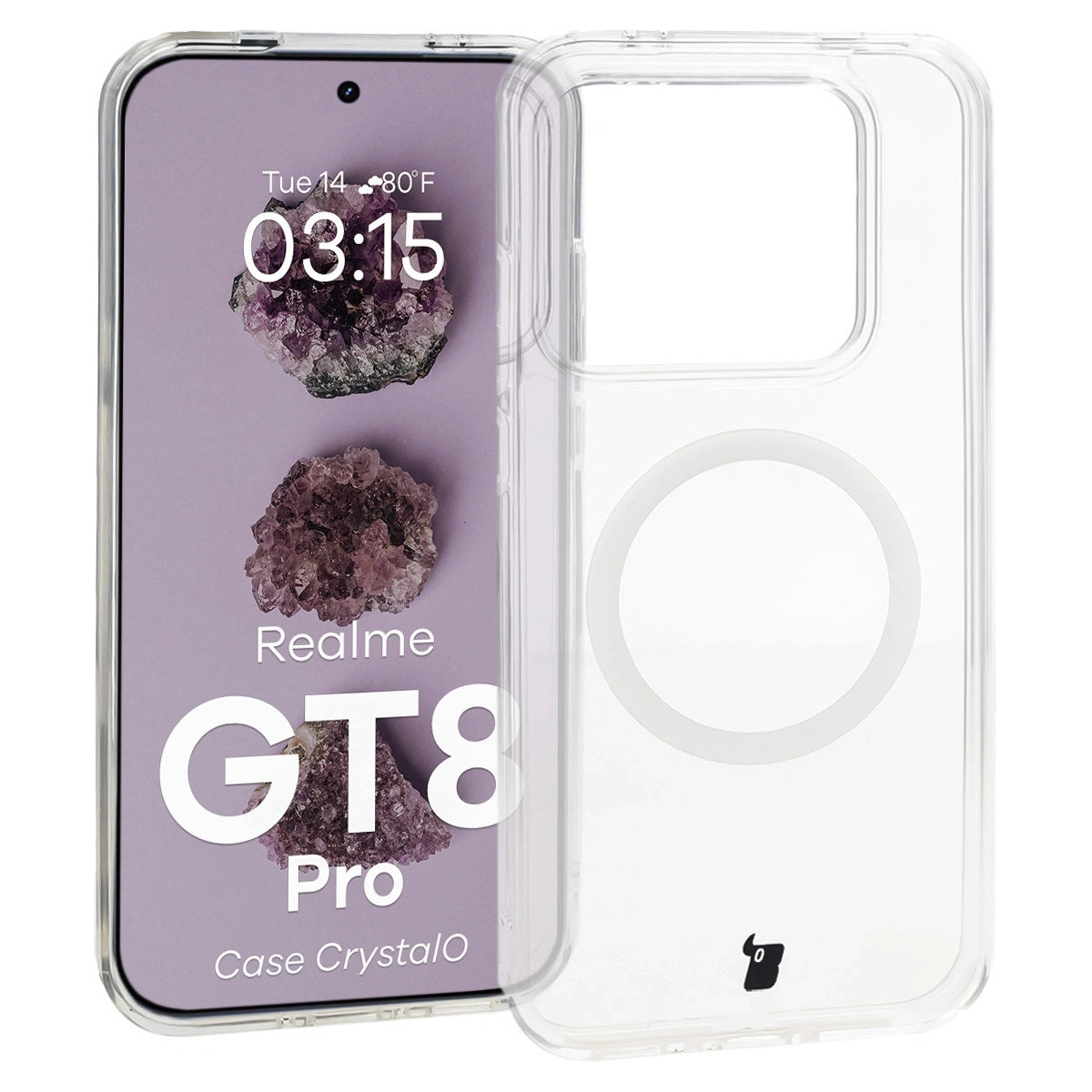 Handyhülle mit Magnetring für Realme GT 8 Pro, Bizon Case CrystalO, Transparent