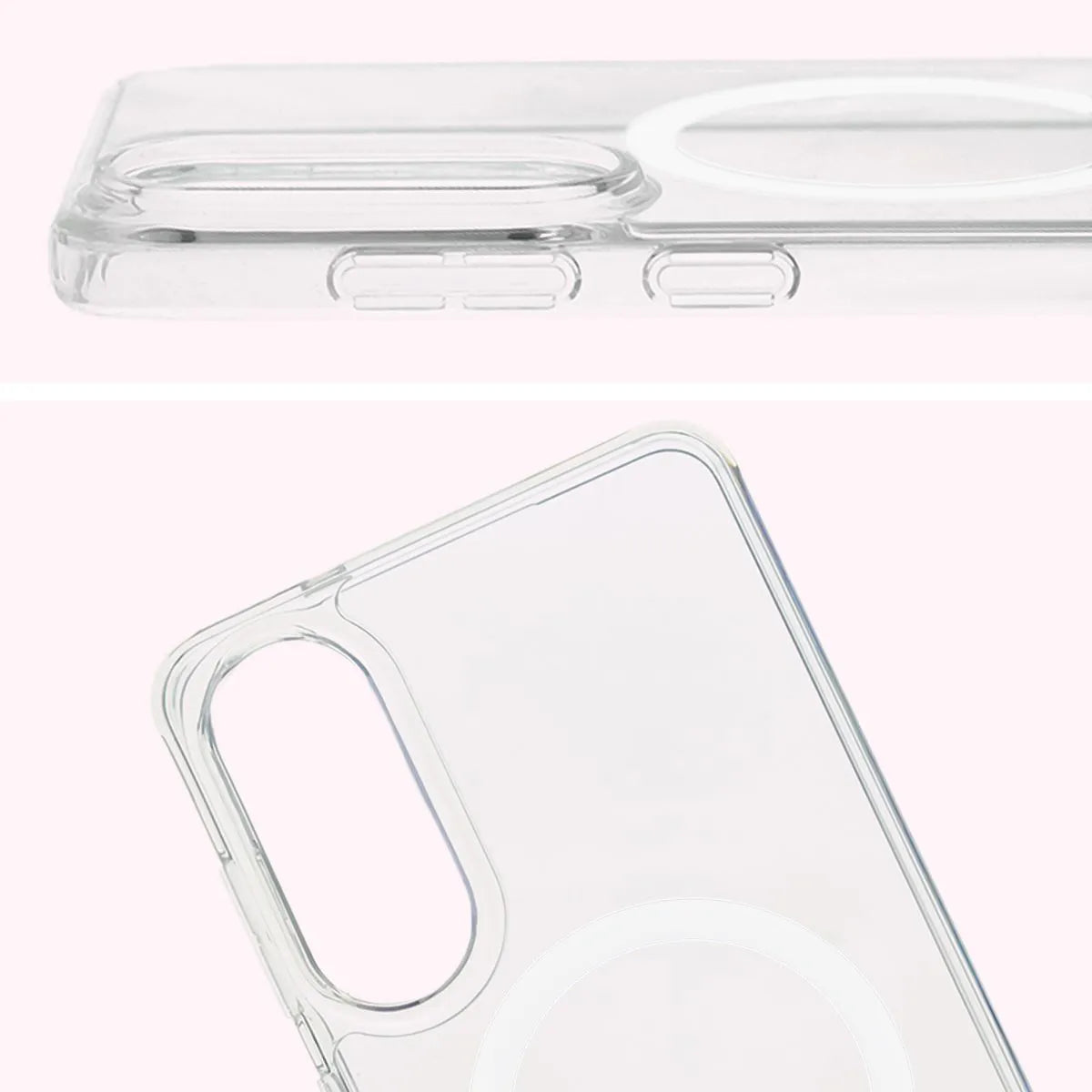 Handyhülle mit Magnetring für Galaxy S25 Edge, Bizon Case CrystalO, Transparent