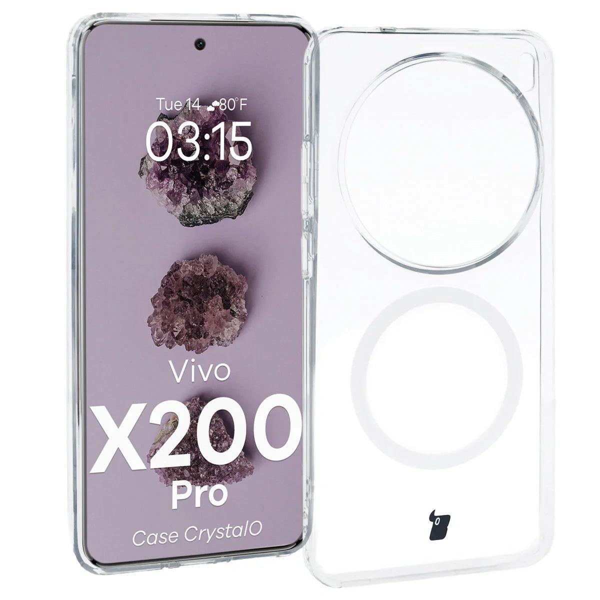 Handyhülle mit Magnetring für Vivo X200 Pro, Bizon Case CrystalO, Transparent