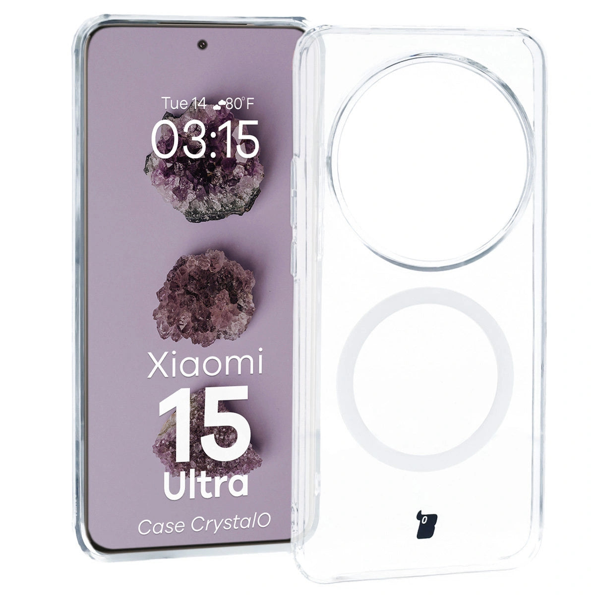 Handyhülle mit Magnetring für Xiaomi 15 Ultra, Bizon Case CrystalO, Transparent
