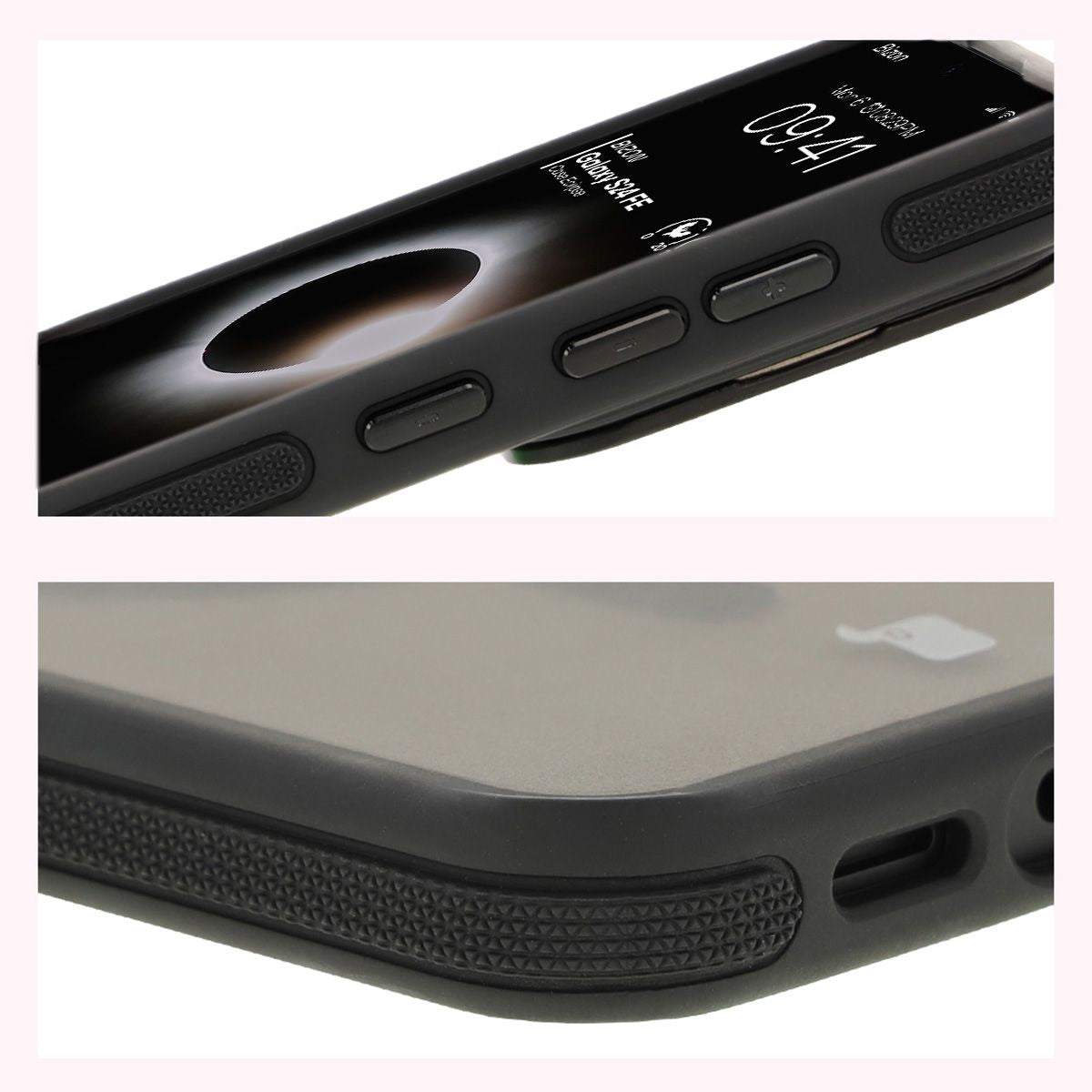 Handyhülle mit Ständer und Magnetring für Galaxy S24 FE, Bizon Case Eclipse, Getönte mit schwarzem Rahmen