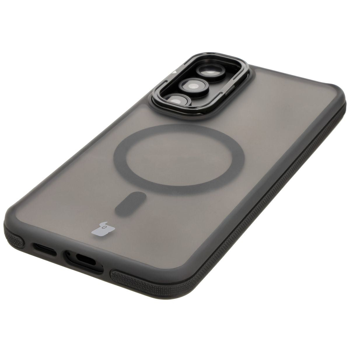 Handyhülle mit Ständer und Magnetring für Galaxy S24 FE, Bizon Case Eclipse, Getönte mit schwarzem Rahmen