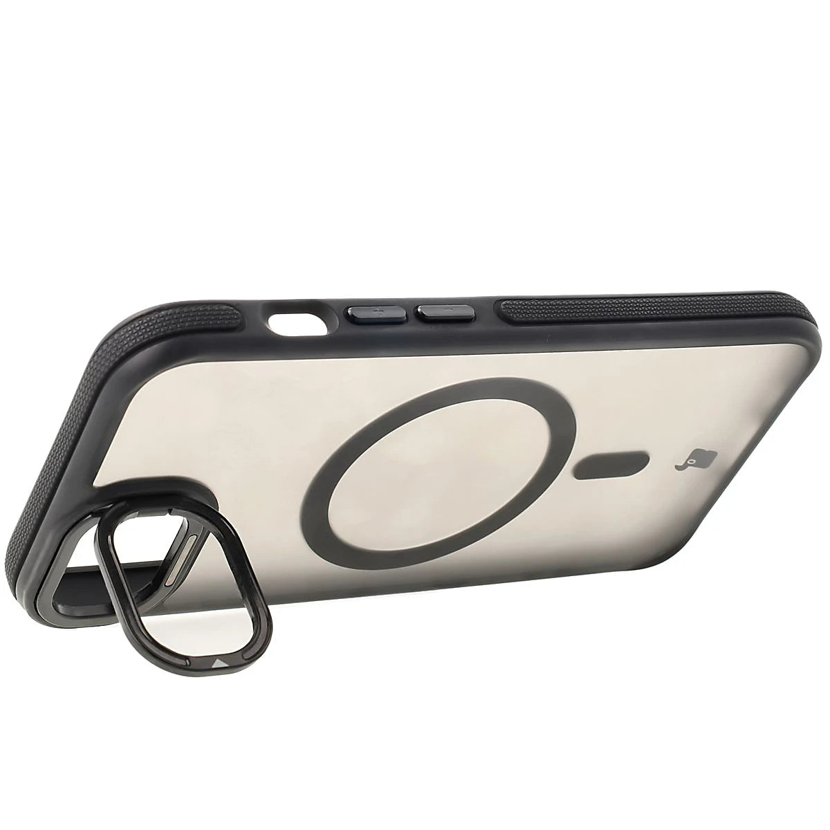 Handyhülle mit Ständer und Magnetring für iPhone 17e / 16e, Bizon Case Eclipse, Getönte mit schwarzem Rahmen