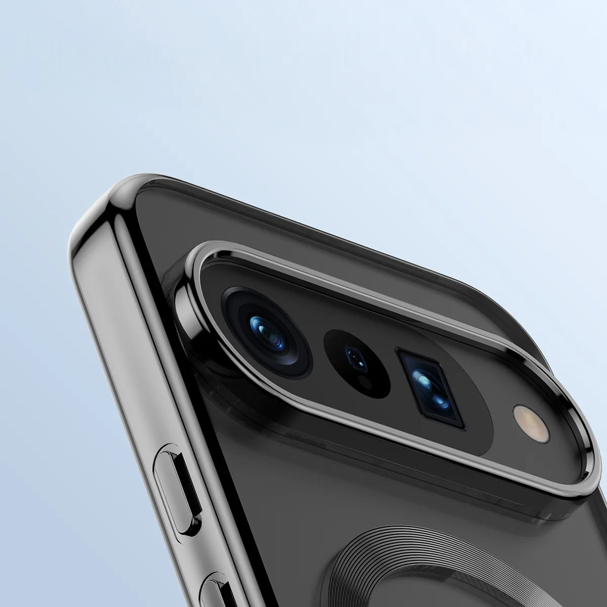 Handyhülle mit Magnetring für Google Pixel 10 / 10 Pro, Bizon Case EduardO, Transparent-Schwarz