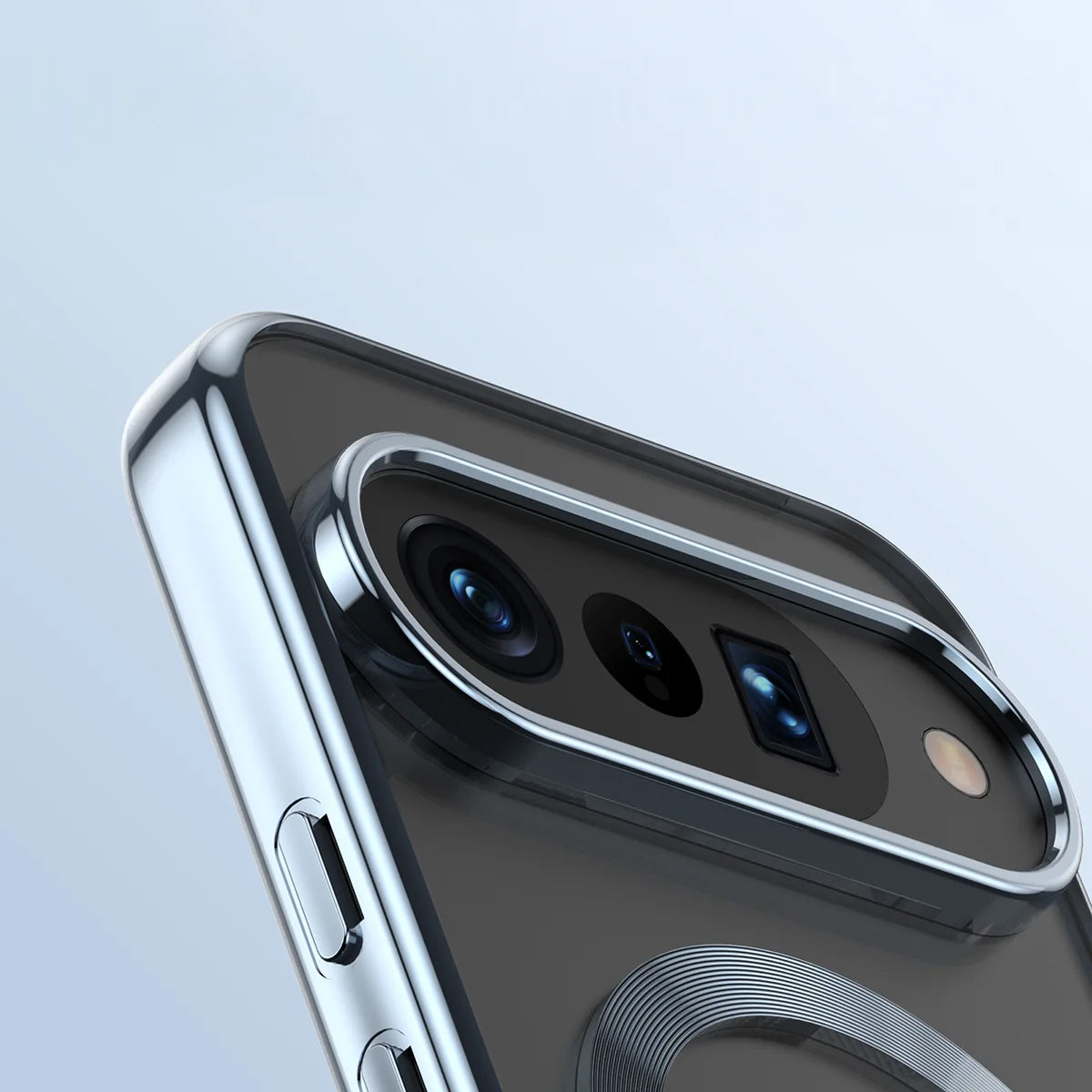 Handyhülle mit Magnetring für Google Pixel 10 / 10 Pro, Bizon Case EduardO, Transparent-Blau