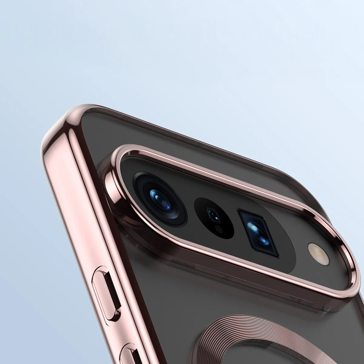 Handyhülle mit Magnetring für Google Pixel 10 / 10 Pro, Bizon Case EduardO, Transparent-Rosa
