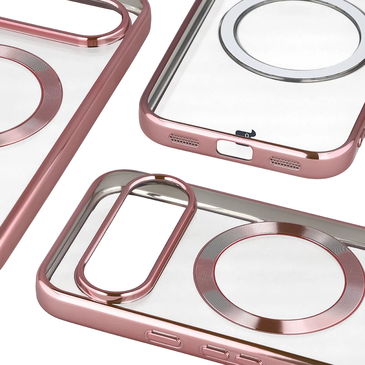 Handyhülle mit Magnetring für Google Pixel 10 / 10 Pro, Bizon Case EduardO, Transparent-Rosa