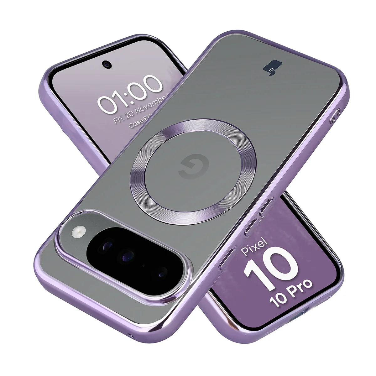 Handyhülle mit Magnetring für Google Pixel 10 / 10 Pro, Bizon Case EduardO, Transparent-Violet