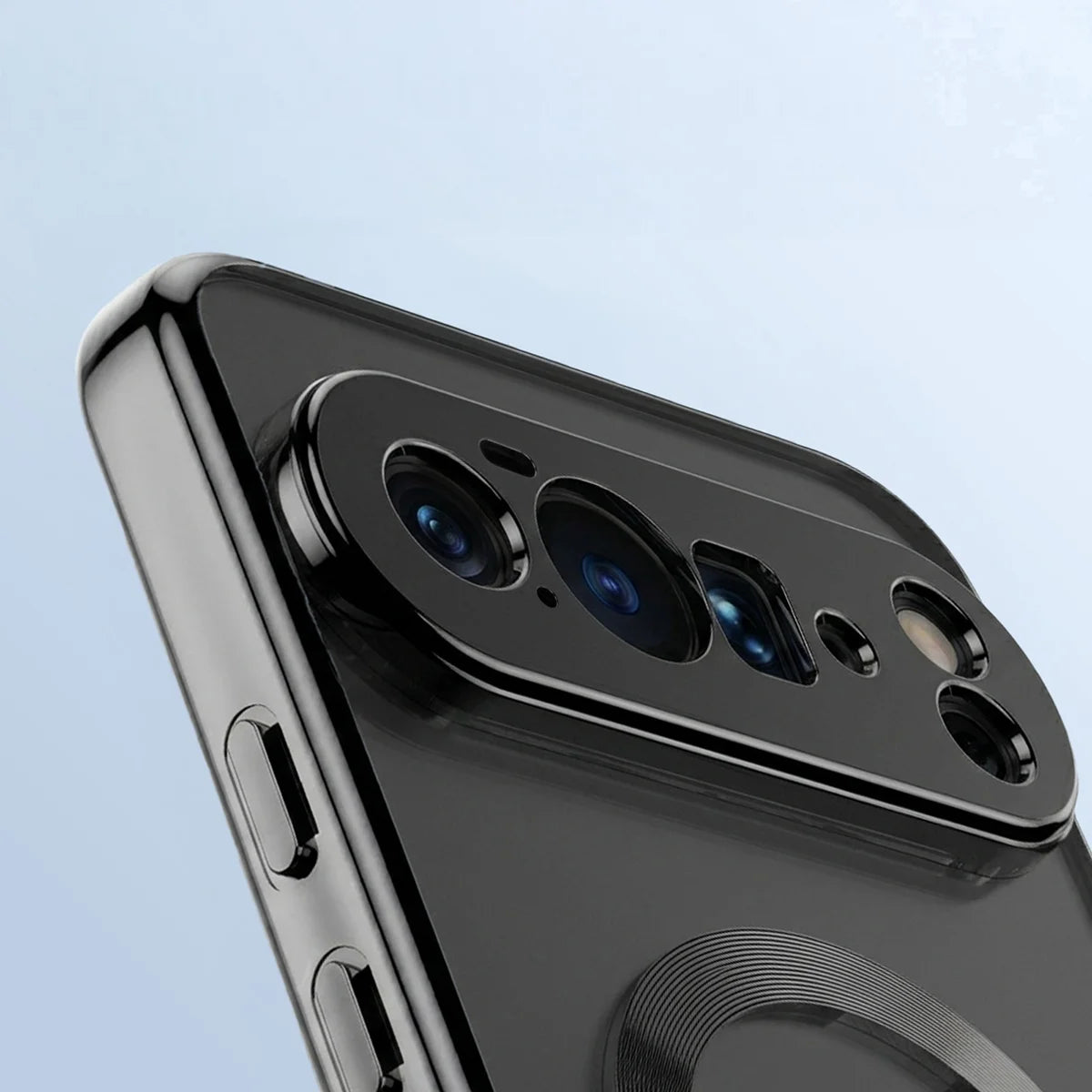 Handyhülle mit Magnetring für Google Pixel 10 Pro XL, Bizon Case EduardO, Transparent-Schwarz