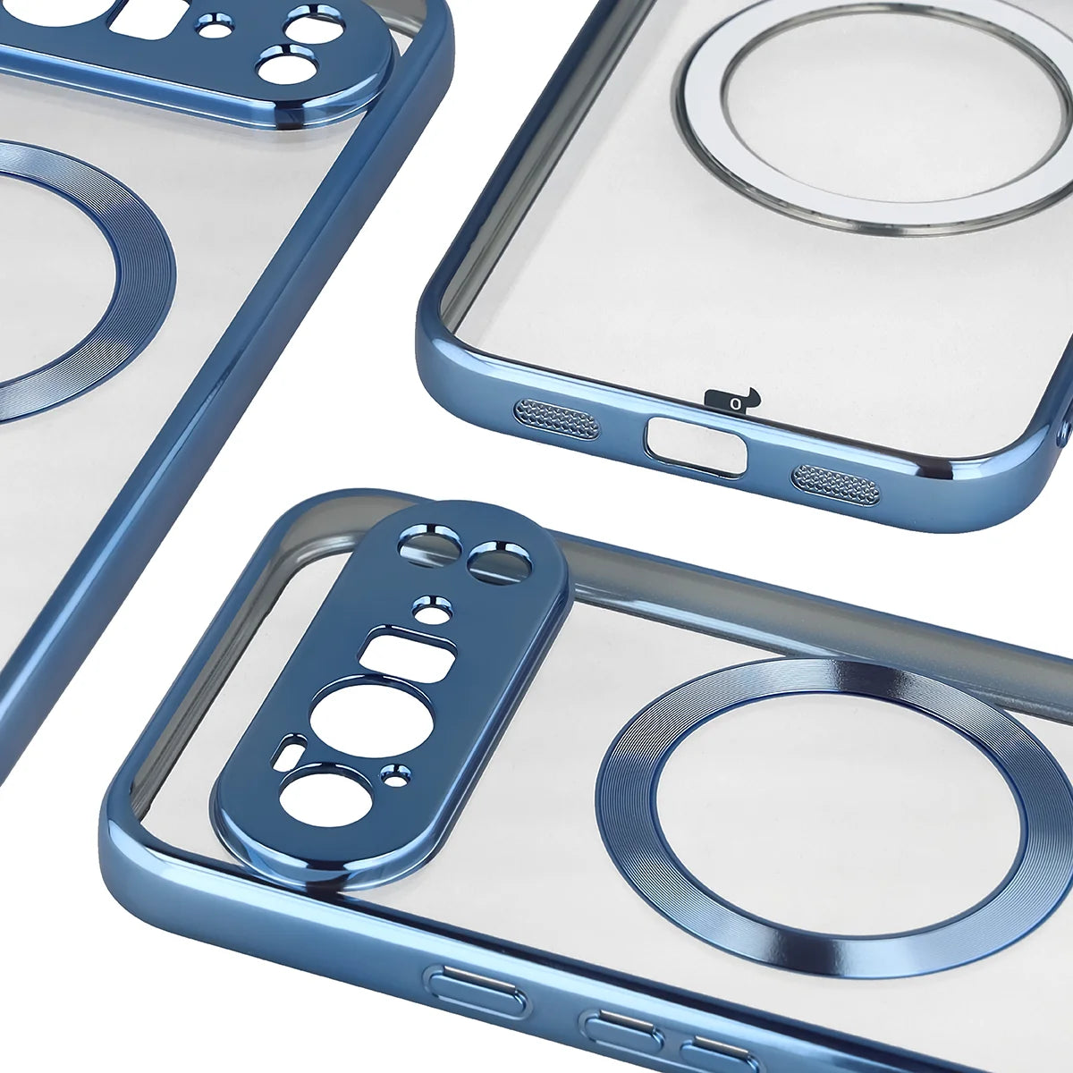 Handyhülle mit Magnetring für Google Pixel 10 Pro XL, Bizon Case EduardO, Transparent-Blau