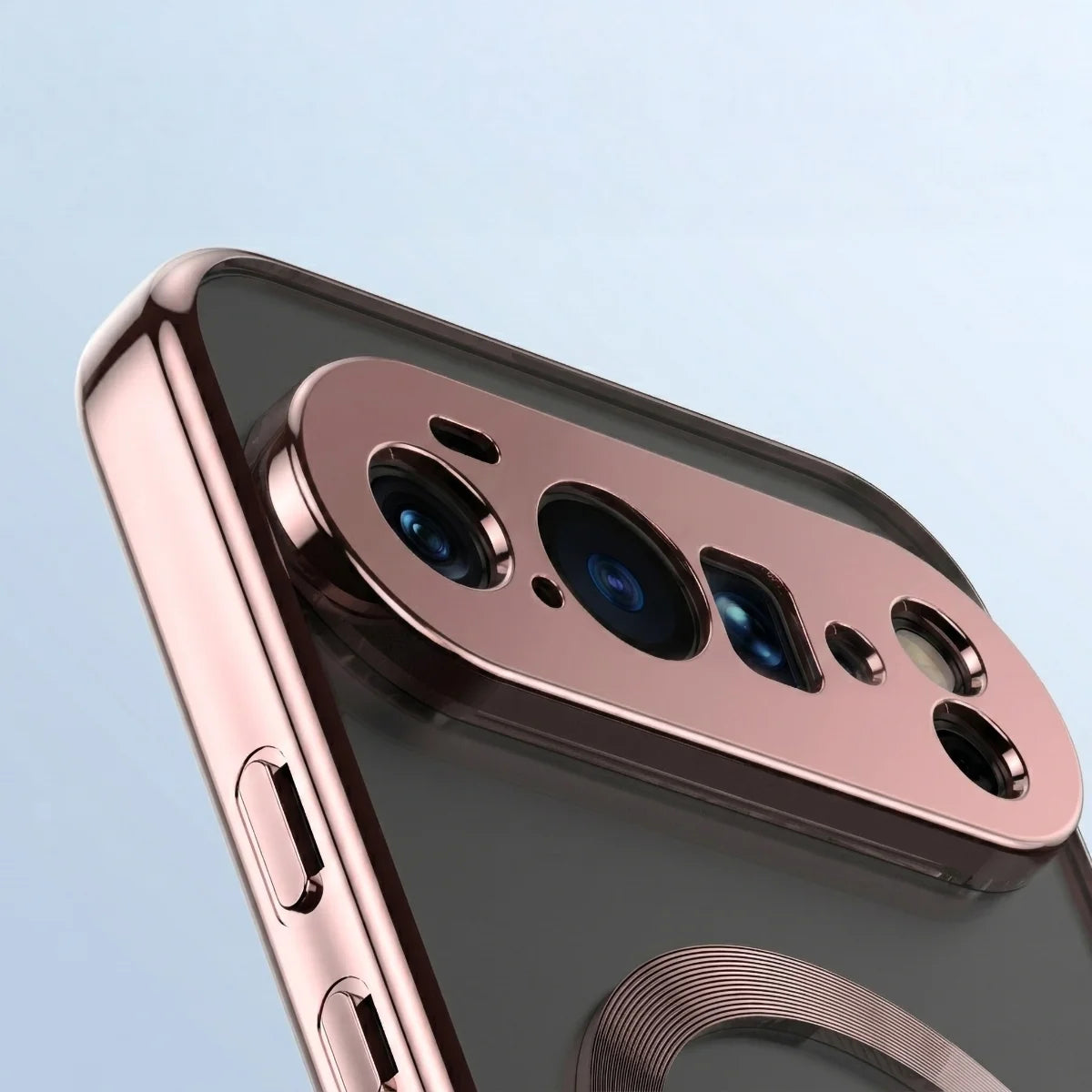 Handyhülle mit Magnetring für Google Pixel 10 Pro XL, Bizon Case EduardO, Transparent-Rosa