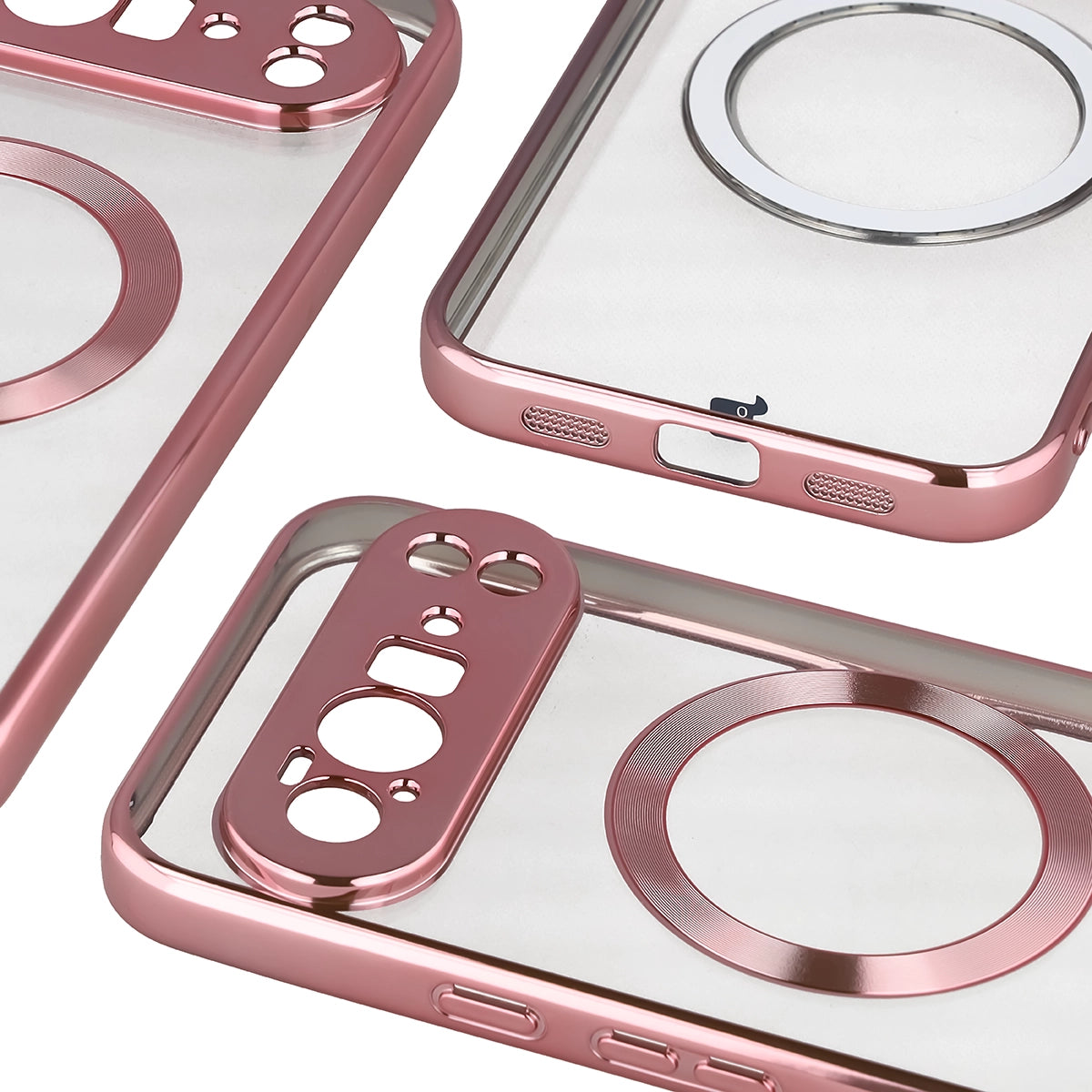 Handyhülle mit Magnetring für Google Pixel 10 Pro XL, Bizon Case EduardO, Transparent-Rosa