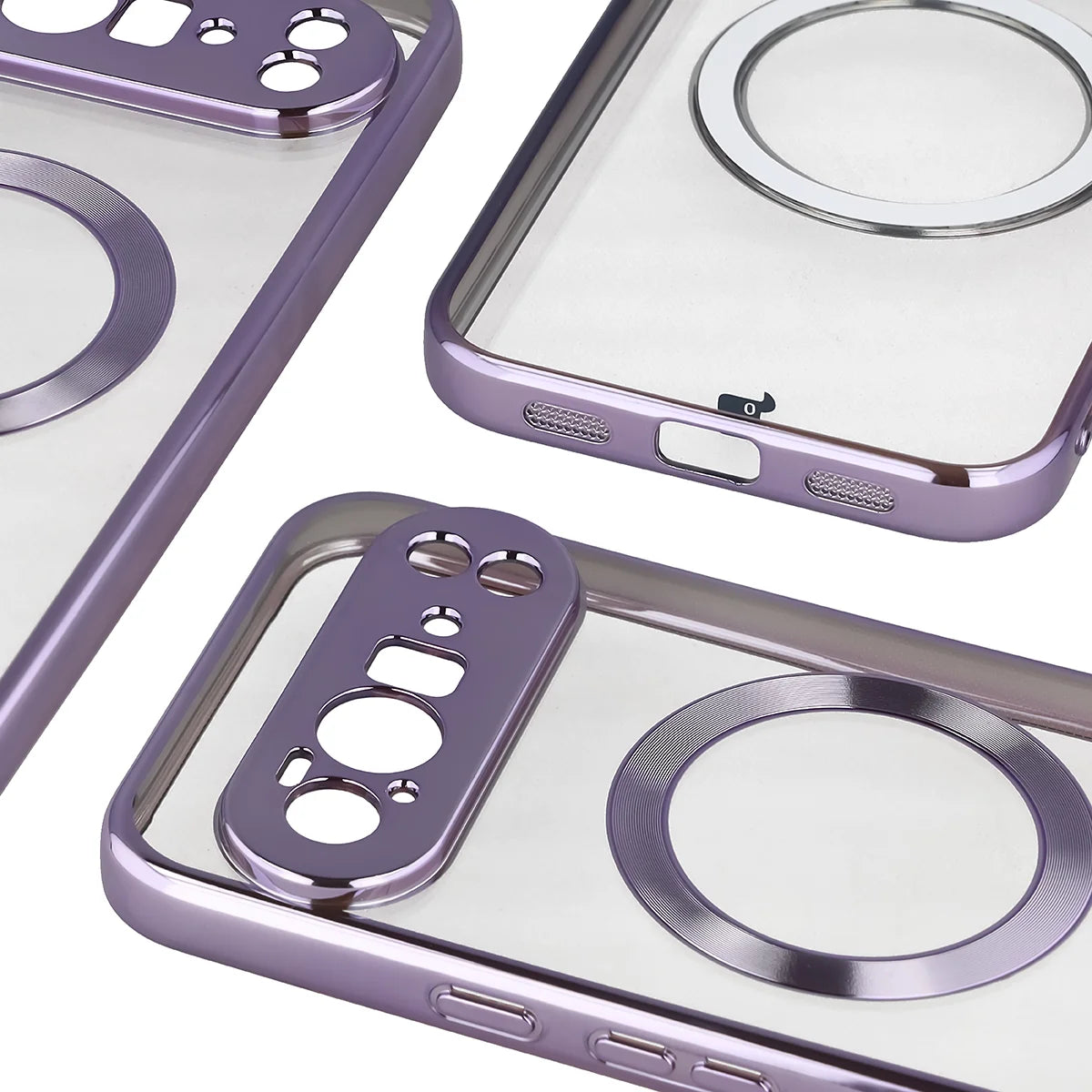 Handyhülle mit Magnetring für Google Pixel 10 Pro XL, Bizon Case EduardO, Transparent-Violet