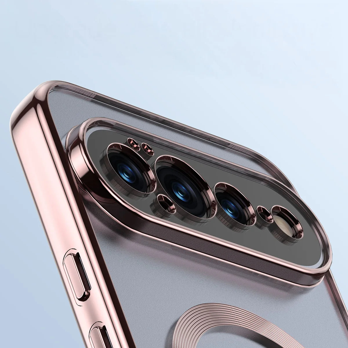 Handyhülle mit Magnetring für Google Pixel 11, Bizon Case EduardO, Transparent-Rosa