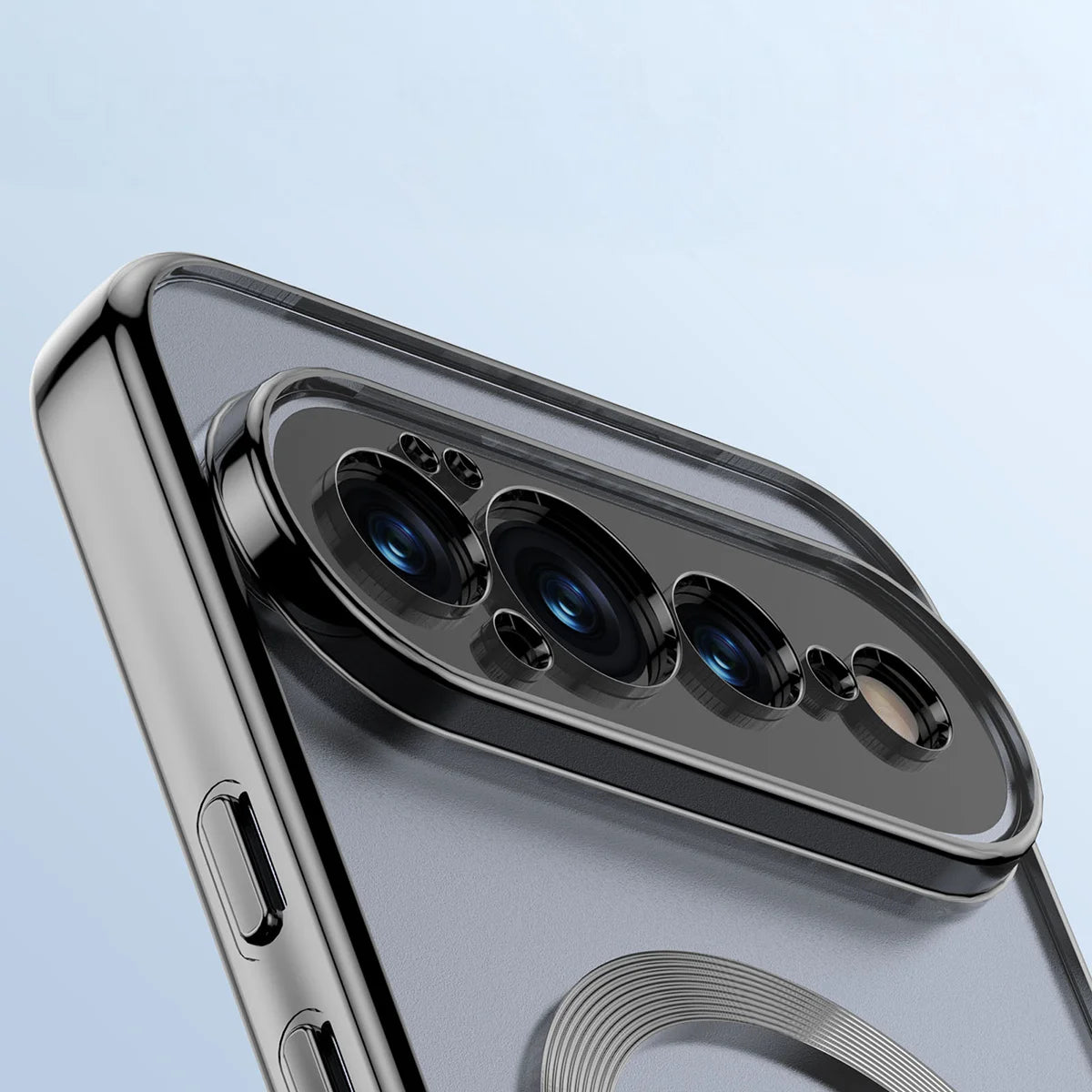 Handyhülle mit Magnetring für Google Pixel 11 Pro, Bizon Case EduardO, Transparent-Schwarz