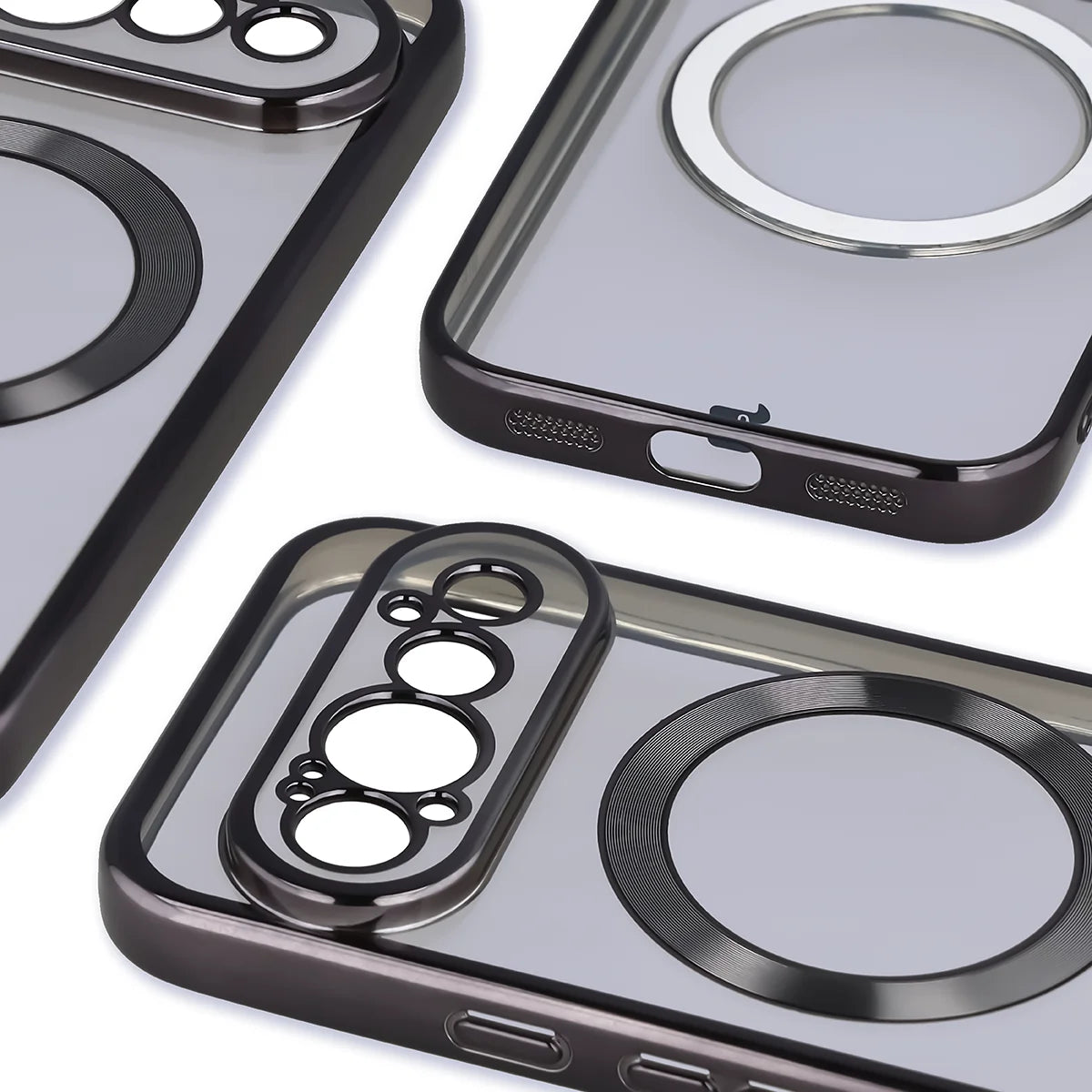 Handyhülle mit Magnetring für Google Pixel 11 Pro, Bizon Case EduardO, Transparent-Schwarz