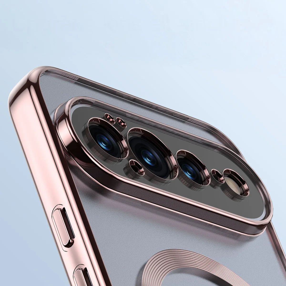 Handyhülle mit Magnetring für Google Pixel 11 Pro, Bizon Case EduardO, Transparent-Rosa