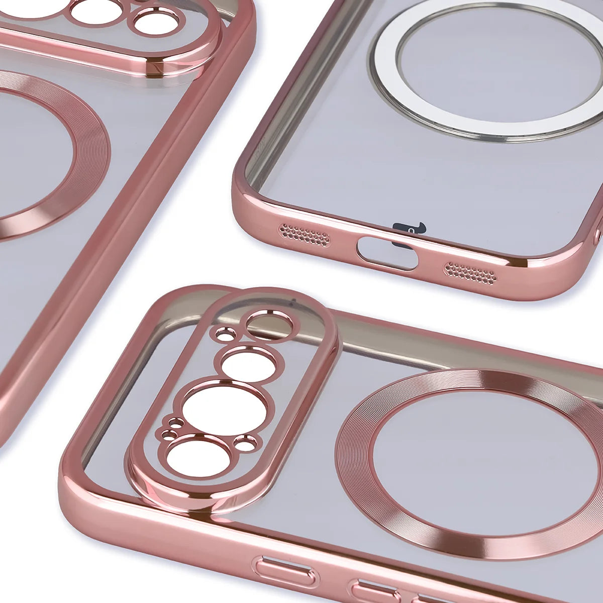 Handyhülle mit Magnetring für Google Pixel 11 Pro, Bizon Case EduardO, Transparent-Rosa