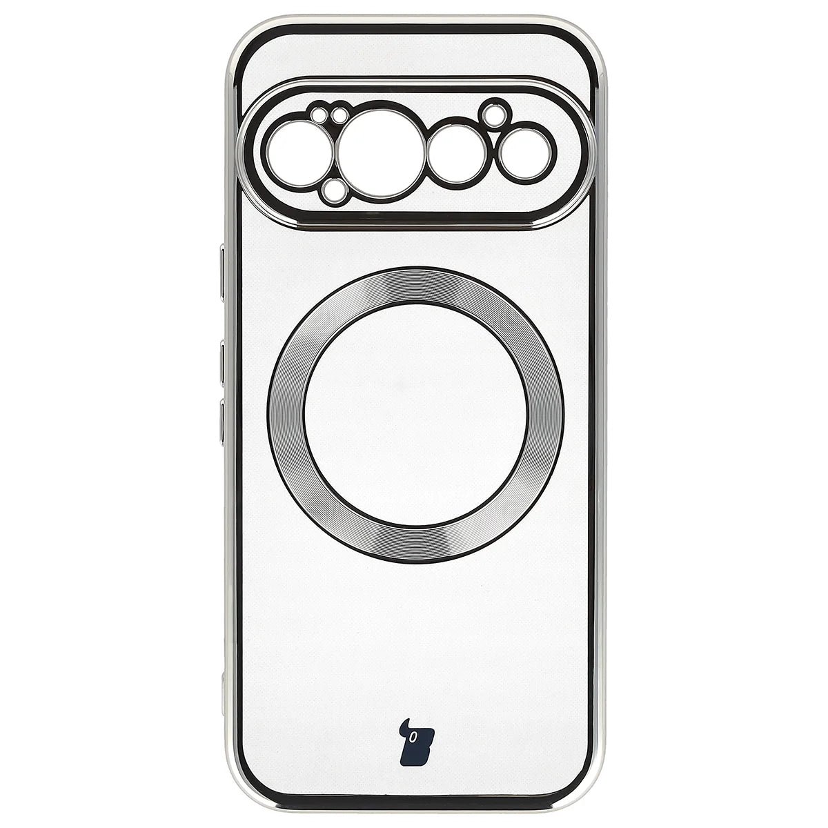 Handyhülle mit Magnetring für Google Pixel 11 Pro, Bizon Case EduardO, Transparent-Silbern