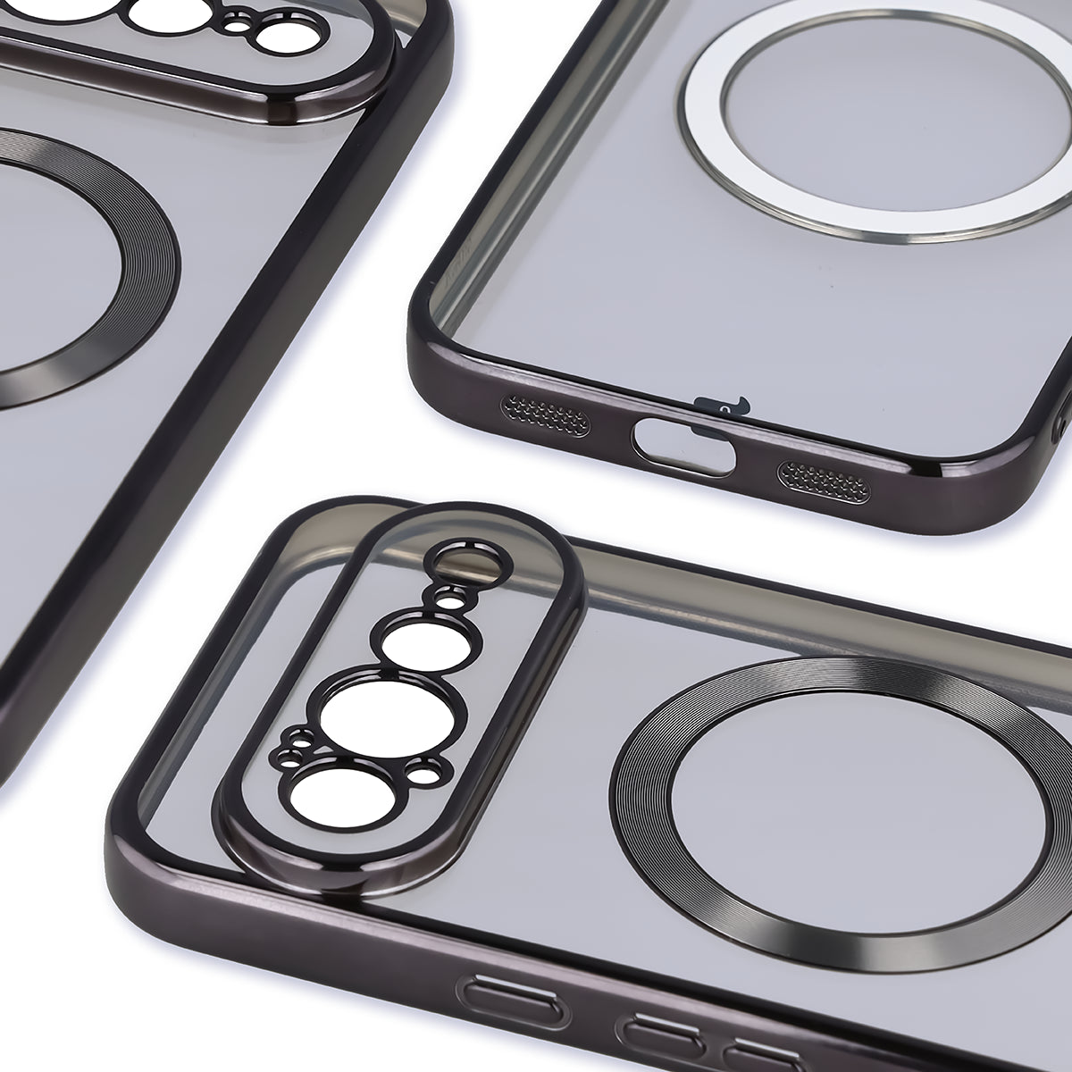 Handyhülle mit Magnetring für Google Pixel 11 Pro XL, Bizon Case EduardO, Transparent-Schwarz