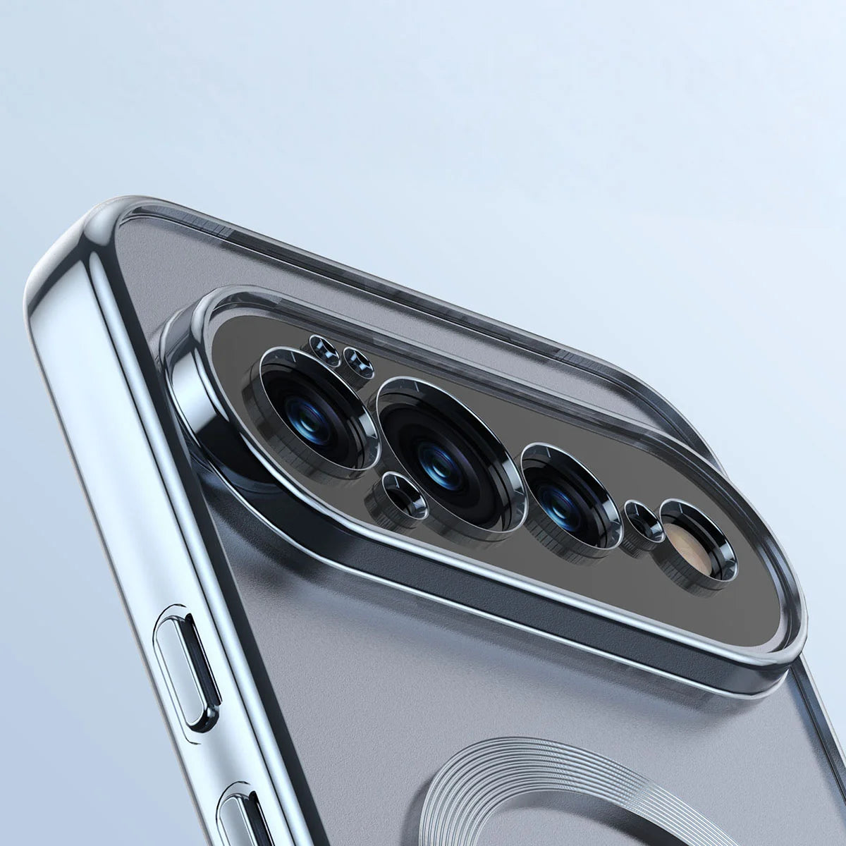 Handyhülle mit Magnetring für Google Pixel 11 Pro XL, Bizon Case EduardO, Transparent-Blau