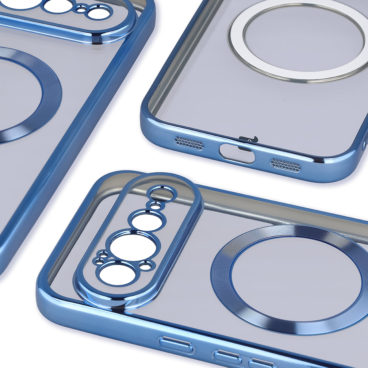 Handyhülle mit Magnetring für Google Pixel 11 Pro XL, Bizon Case EduardO, Transparent-Blau