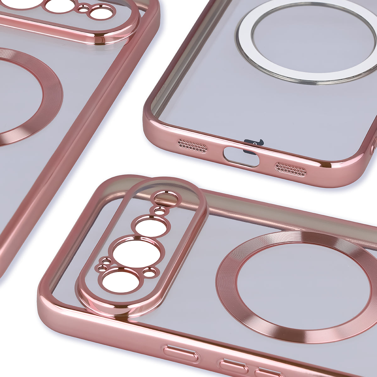 Handyhülle mit Magnetring für Google Pixel 11 Pro XL, Bizon Case EduardO, Transparent-Rosa