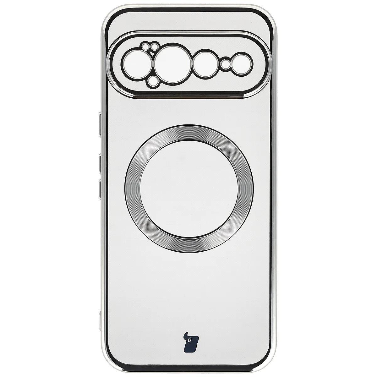 Handyhülle mit Magnetring für Google Pixel 11 Pro XL, Bizon Case EduardO, Transparent-Silbern