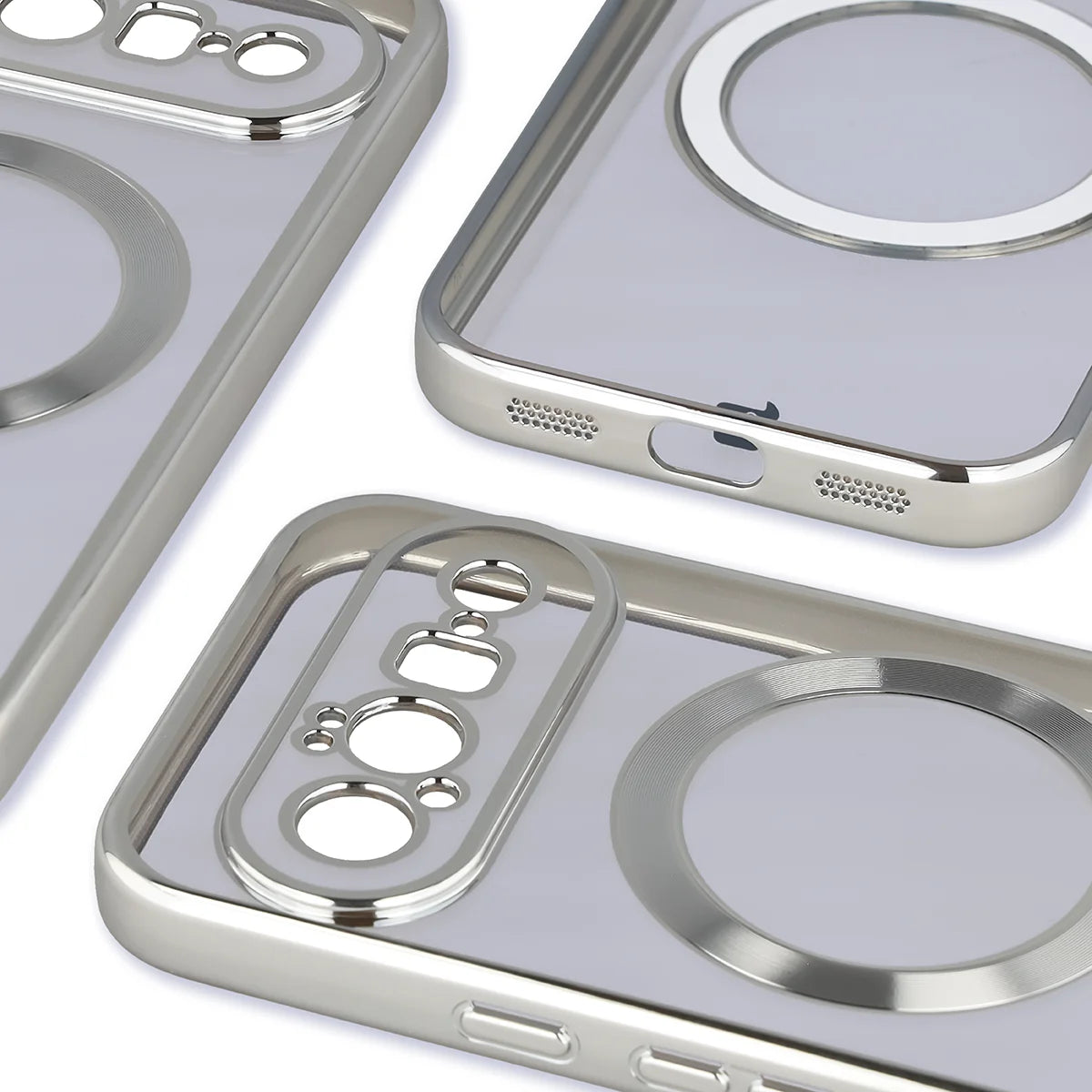 Handyhülle mit Magnetring für Google Pixel 11, Bizon Case EduardO, Transparent-Silbern