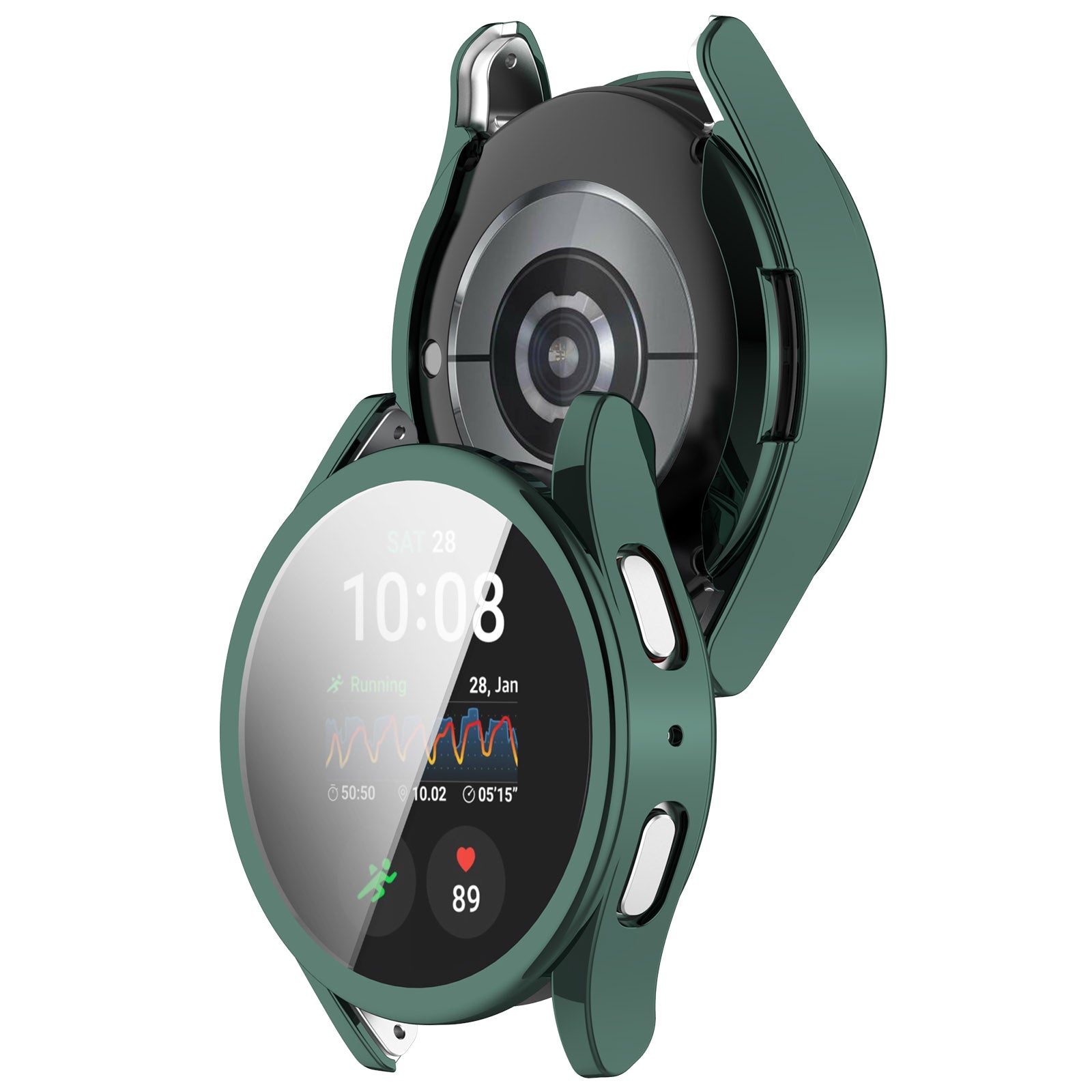 Schutzhülle für Galaxy Watch 7 40 mm, Bizon Case Watch Felipe, Grün