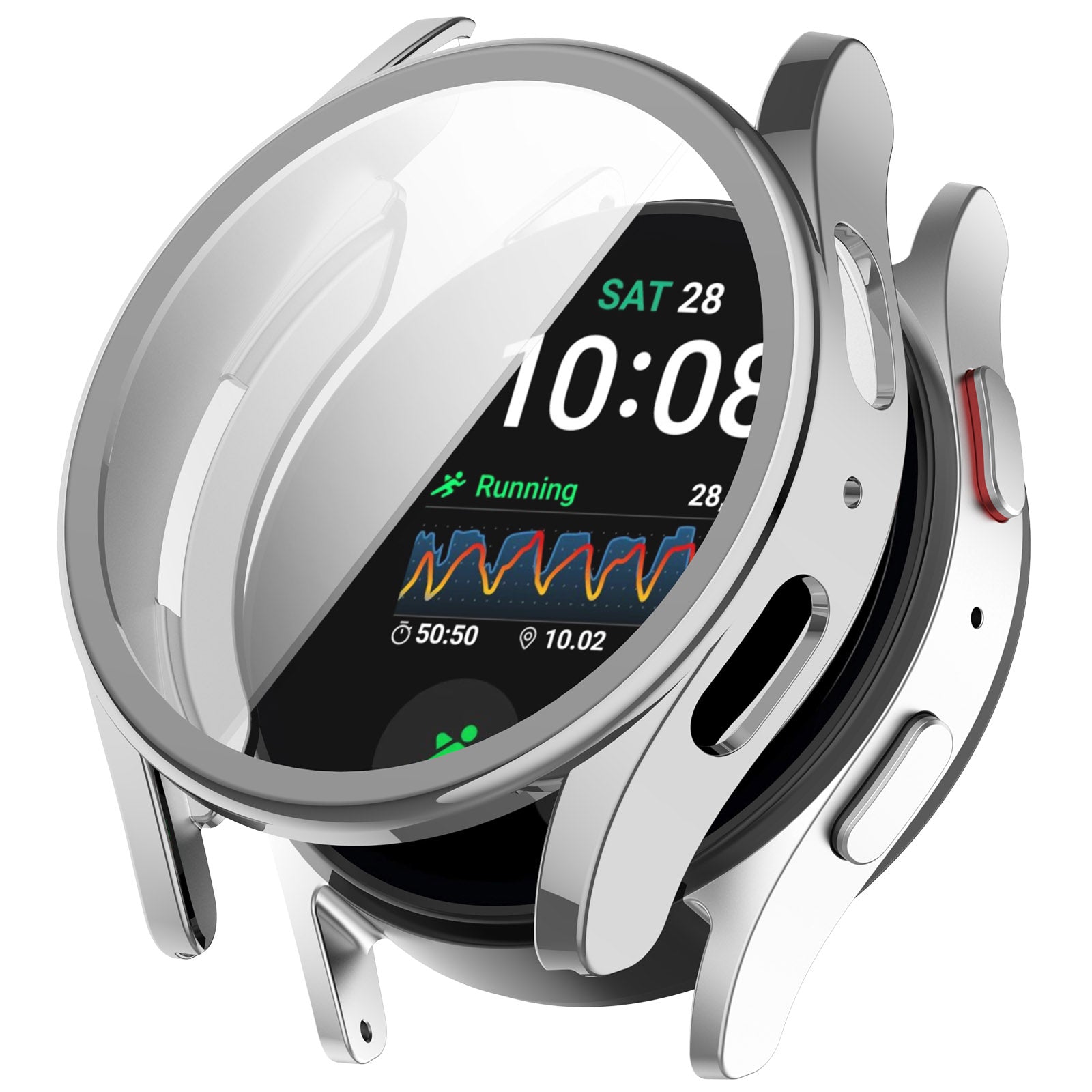 Schutzhülle für Galaxy Watch 7 40 mm, Bizon Case Watch Felipe, Silbern