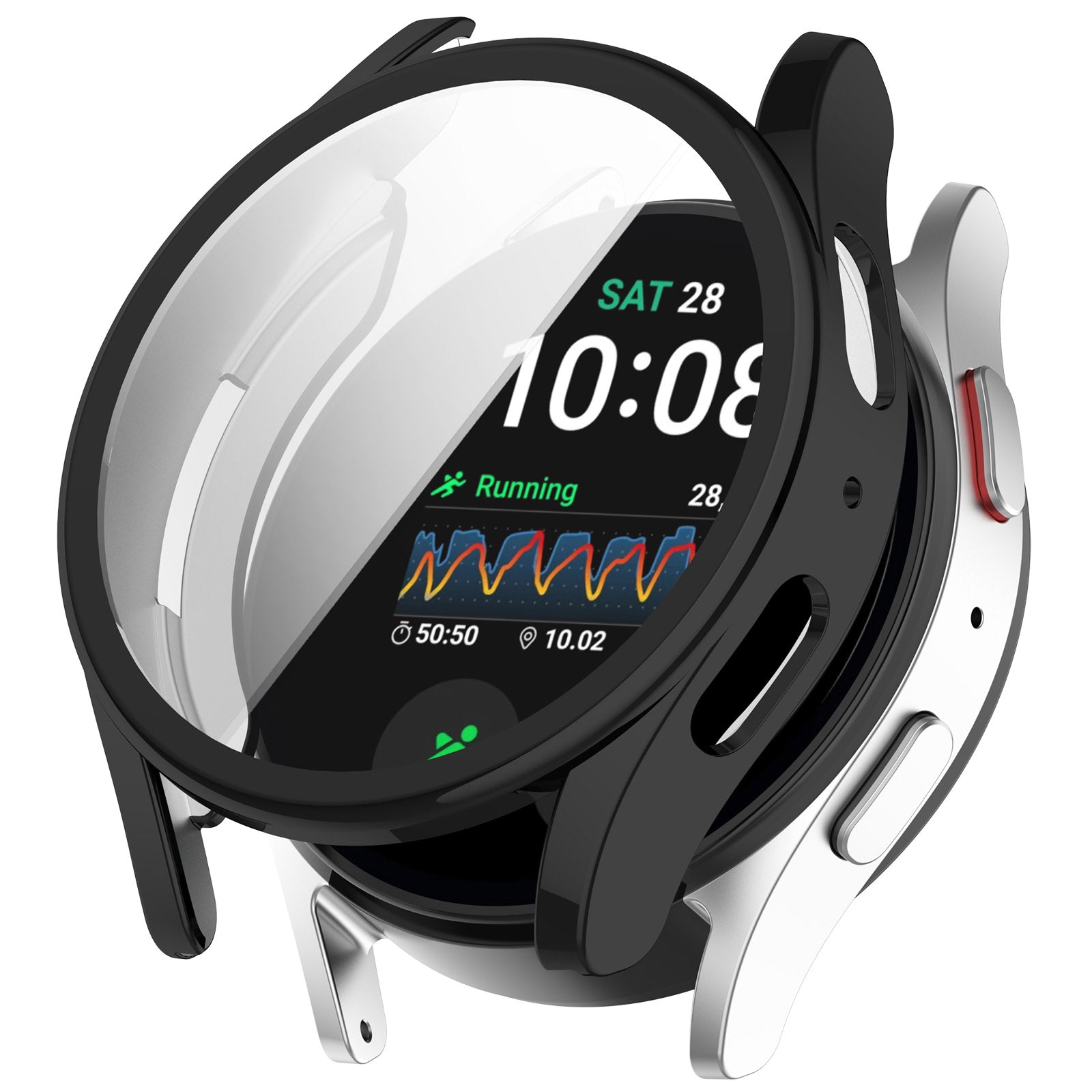 Schutzhülle für Galaxy Watch 7 44 mm, Bizon Case Watch Felipe, Schwarz