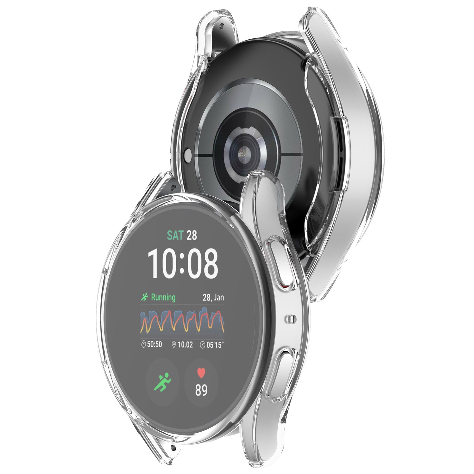 Schutzhülle für Galaxy Watch 7 44 mm, Bizon Case Watch Felipe, Transparent
