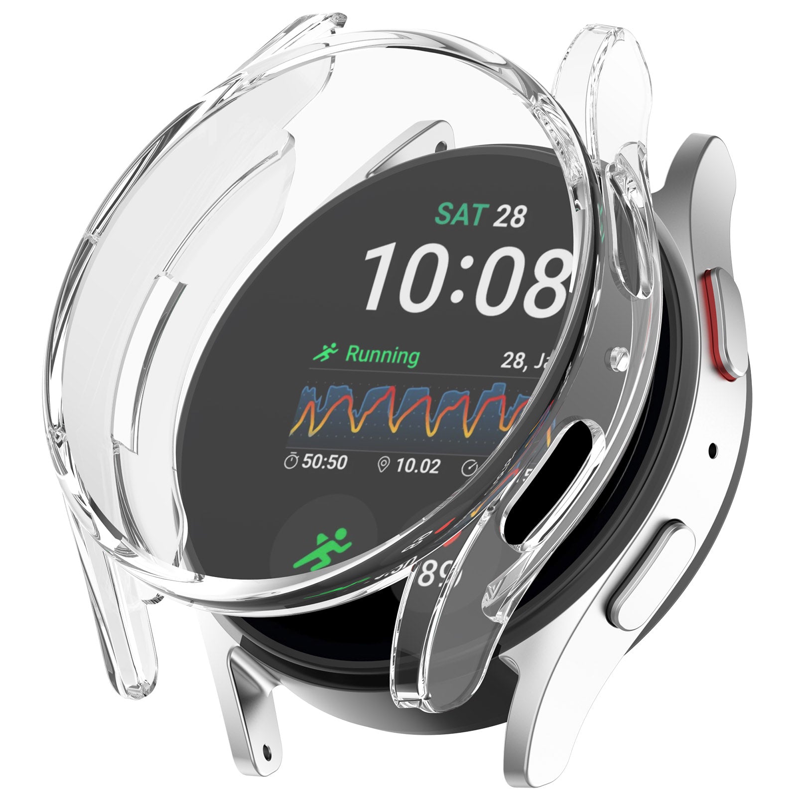 Schutzhülle für Galaxy Watch 7 44 mm, Bizon Case Watch Felipe, Transparent