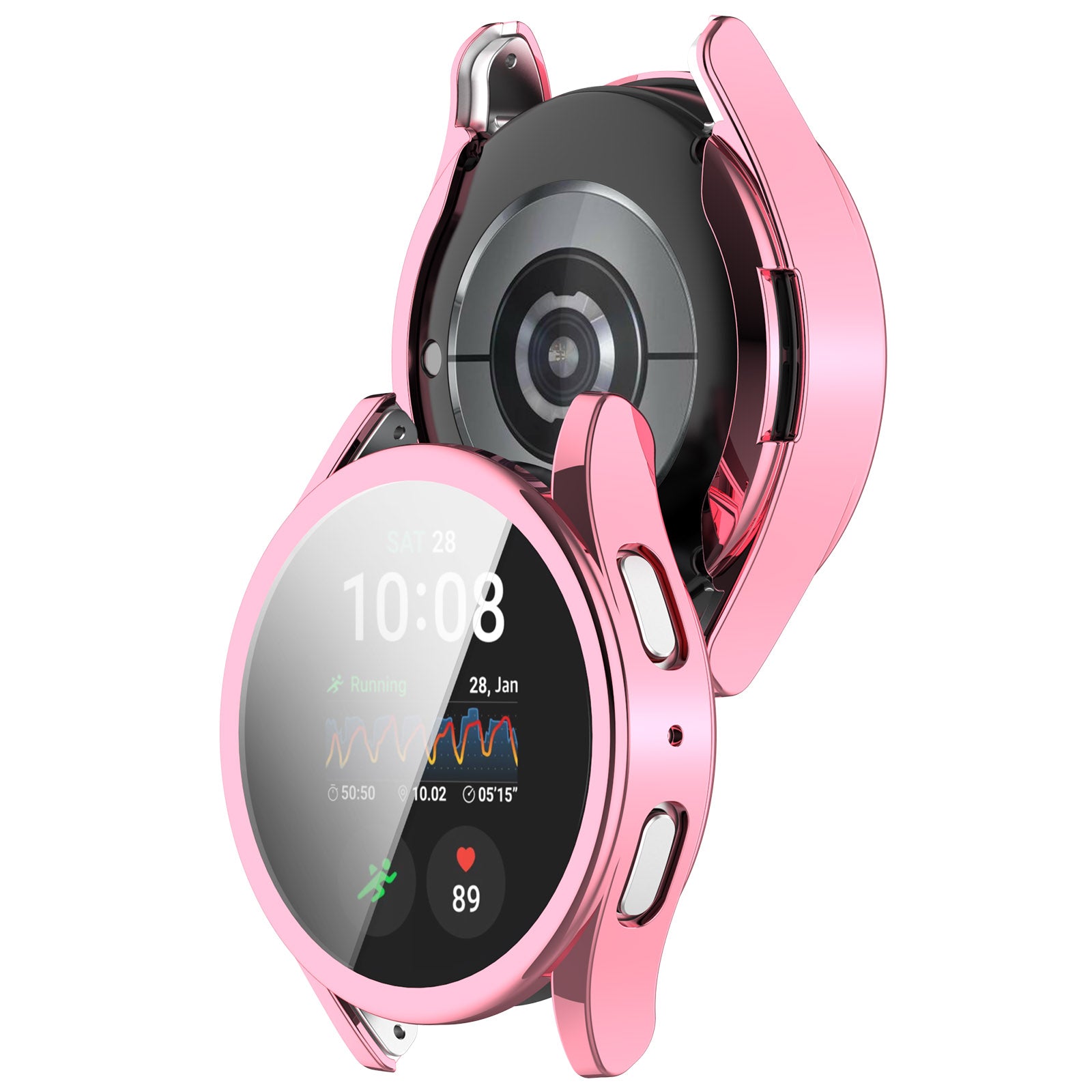 Schutzhülle für Galaxy Watch 7 44 mm, Bizon Case Watch Felipe, Rosa